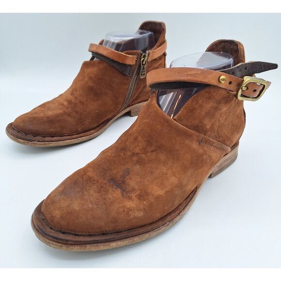 A.S.98 AS 98 Felix Brown Leather Suede Belted Booties Women 6 Excellent Cond. - Picture 7 of 16